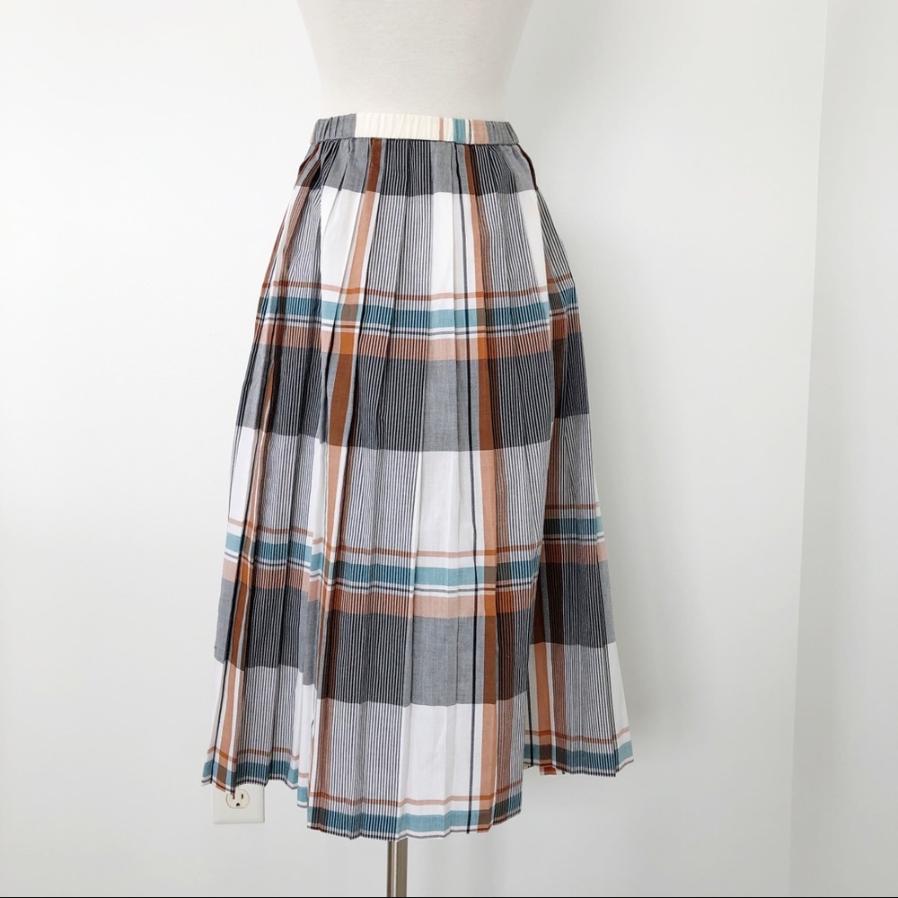 Pendleton Vintage 1960s Plaid Pleated Midi Skirt - Picture 2 of 7